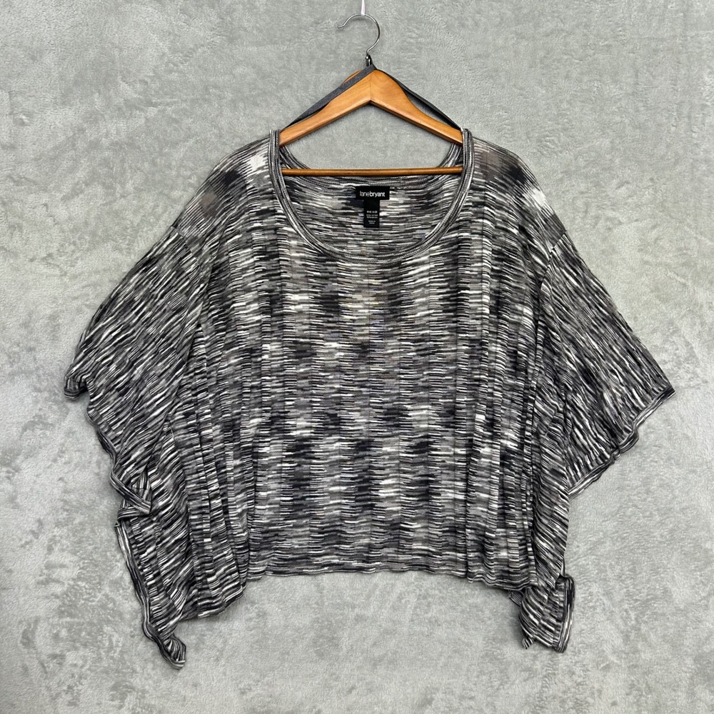 Lane Bryant Knit Batwing Sweater Top OS Gray Flowy Boho Plus Size One Size